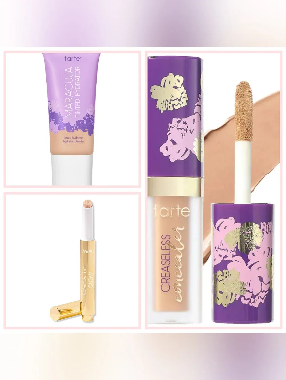 Tarte 3 Pack-Pearlescent Glow, Creaseless Concealer & Tinted Hydrator-Travel Siz